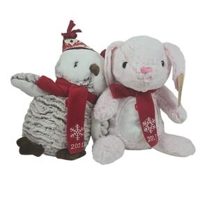 PetSmart Plush Wonder Owl Hope Bunny Squeaking Holiday Set Pink Gray 13" NWT